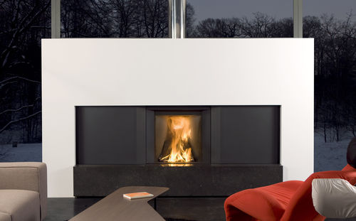 Holz-Kamineinsatz - MICROMEGA WITH SIDE CUPBOARDS - Stûv - Stahl / Gusseisen / mit natürlicher Konvektion