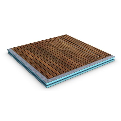 Quadratische Duschwanne - LINE BOARD NATURE - STADUR PRODUKTIONS GMBH & CO KG - zum Einbauen / Teakholz / Edelstahl