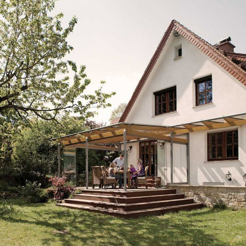Angebaute Pergola - SDL AURA - SOLARLUX - Holz / Aluminium / Glas-Überdachungen