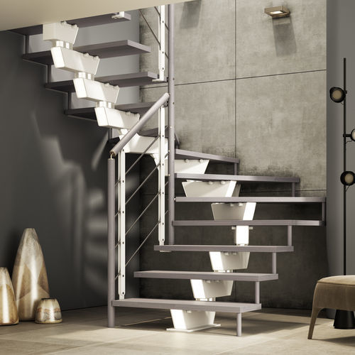 Modulare Treppe - LUMINA - SCRIGNO - gerade / halbgewendelt / mit Stufen aus Buche