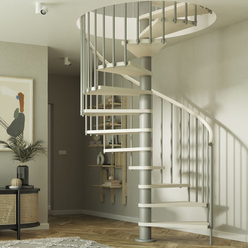 Modulare Treppe - LOOP - SCRIGNO - Wendel / mit Stufen aus Buche / mit Stahlstruktur