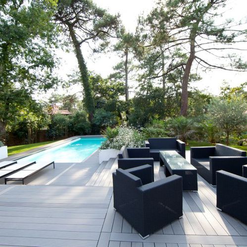 Verbundwerkstoff-Terrassendiele - XYLTECH® PROFESSIONAL - SEDPA - Edelstahl / Holzoptik / für Gewerbegebrauch