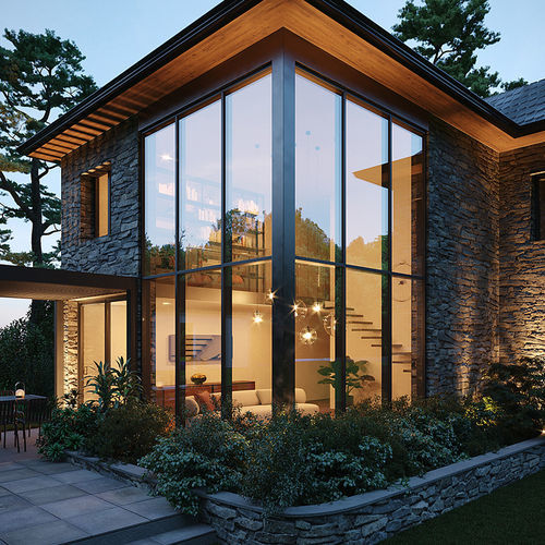 VEP-Vorhangfassade - W44 - Sepalumic - aus Aluminium und Glas / transparent / Dekor
