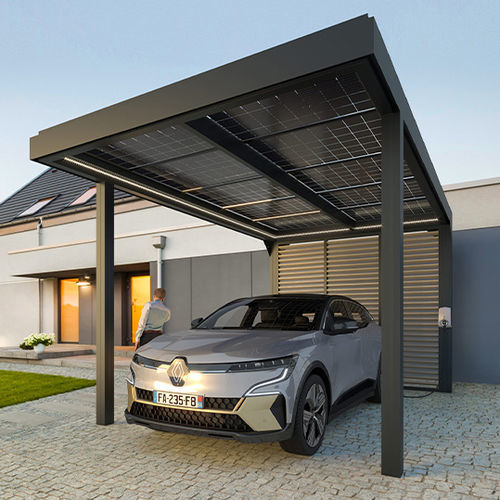 Carport mit Solarpaneel - 7300 - Sepalumic - Aluminium / 1 Platz / für zwei Personen