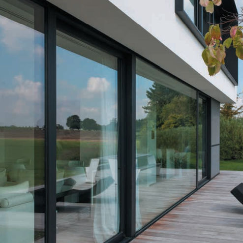 Tür zur Außenaufstellung - SMARTLINE - Sapa Building Systems - Aluminium / Glasfaser / Schiebe
