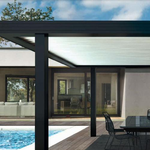 Selbsttragende Pergola - Sapa Building Systems - Aluminium / mit orientierbaren Lamellen / bioklimatisch