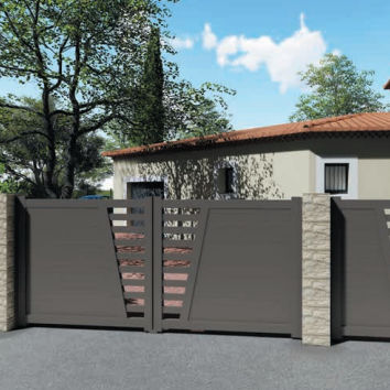 Schiebetor - MOUVANCE - Sapa Building Systems - Aluminium / Lamellen / für Privatgebrauch