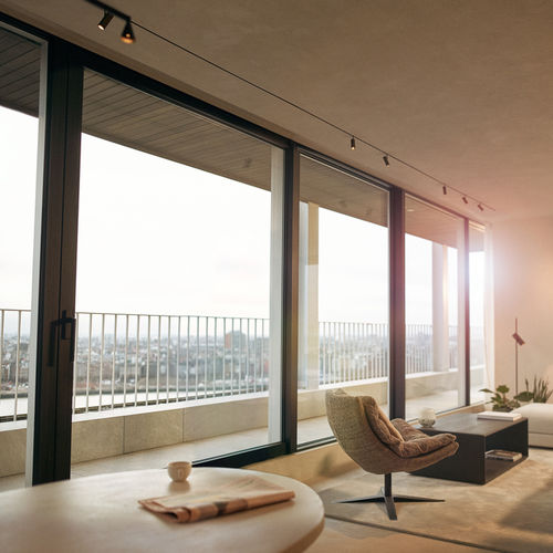 Eingangstür - Reynaers Aluminium - Aluminium / Schiebe / modern