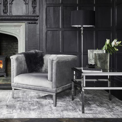 Moderner Sessel - BELGRAVIA - Marston & Langinger - Samt / Metall / grau