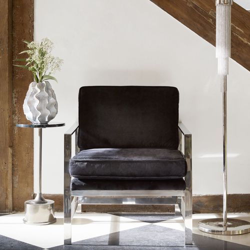 Moderner Sessel - CAVERLY - Marston & Langinger - Samt / Chrom / schwarz