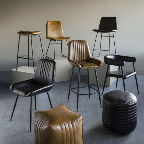 Moderner Barhocker - 704911 - Marston & Langinger - Leder / Metall / Gestell aus Metall
