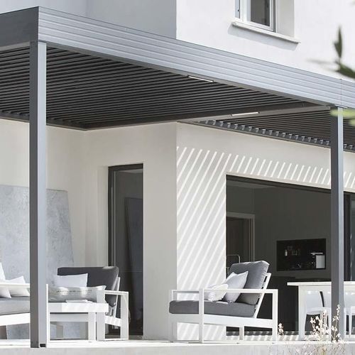 Selbsttragende Pergola - WALLIS&OUTDOOR® - PROFILS SYTEMES - angebaut / Aluminium / extrudiertes Aluminium