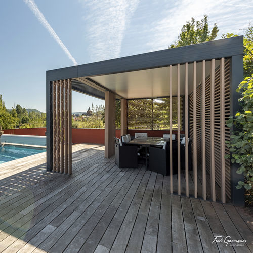 Aluminium-Pavillon - WALLIS&GARDEN®  - PROFILS SYTEMES - Glas / Holzdach / mit Holzstruktur
