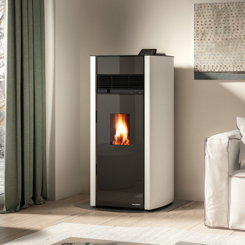 Pelletkaminofen - BIANCA LUX - PALAZZETTI LELIO - 12 kW / bodenstehend / modern