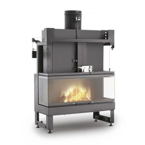 Geschlossene Feuerstelle / Holz - EM16:9 3D - PALAZZETTI LELIO - mit 3 Sichtseiten / Metall