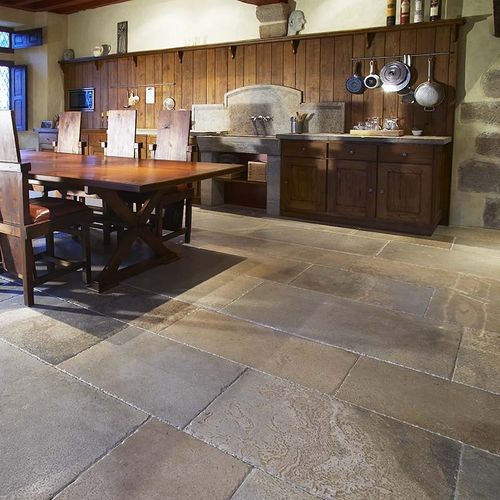 Natursteinplattenbelag - AUBEROCHE ANTHRACITE - OCCITANIE PIERRES - für den Innenraum / für Küche / für Wohnzimmer