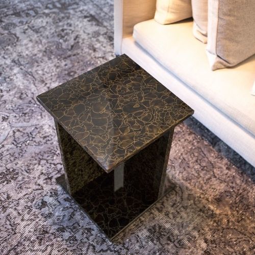Moderner Couchtisch - CHAMPAGNE  - OCCITANIE PIERRES - Glas / Gestell aus Glas / quadratisch