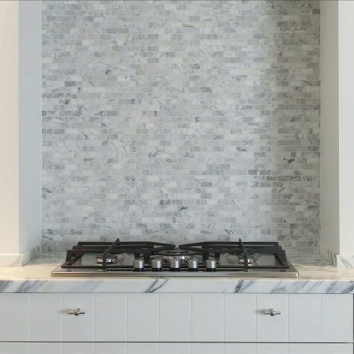 Metall-Anrichte - BIANCO CARRARA - OCCITANIE PIERRES - Marmor / hochbelastbar
