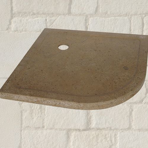 Duschtasse für Eckeinbau - AUBEROCHE OCRE - OCCITANIE PIERRES - gebogen / erhöht / Stein