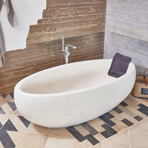 Ovale Badewanne - BORRÈZE - OCCITANIE PIERRES - freistehend / für Wohnungen / Stein