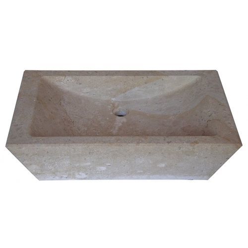 Wand-Waschbecken - OCCITANIE PIERRES - Naturstein / rechteckig / ohne Öffnung