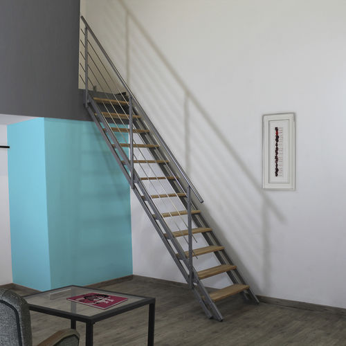 Gerade Treppe - IÉNA - ORIAL - Holzstufen / Metallstufen / mit Metallstruktur