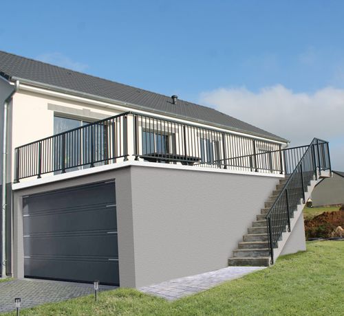 Aluminium-Geländer - RIVABAL - ORIAL - mit Stangen / für Außenbereich / für Treppen