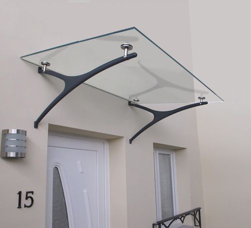 Vordach für Tür - LYNÉA - ORIAL - Aluminium / Glas / flach
