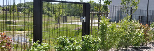 Tor / geschweißter Maschendraht - RESIDECO™ OOBAMBOO™ - NORMACLO - schwenkbar / galvanisiertem Stahl / pulverbeschichteter Stahl