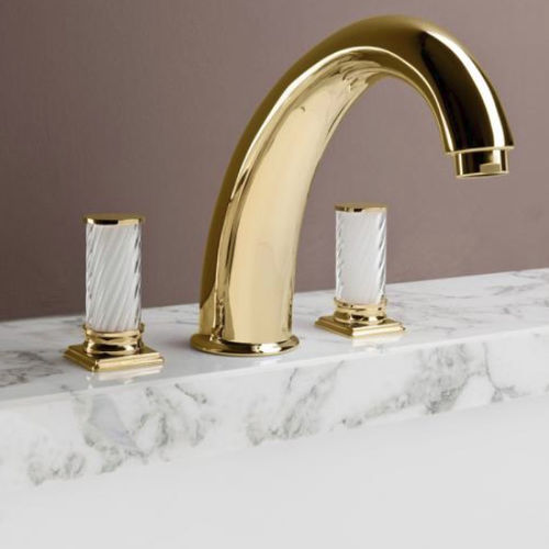 Zweigriffmischer für Waschtisch - FORTUNY 000RBFN041CR - Oasis Group srl - Aufsatz / Messing mit Goldauflage / für Badezimmer