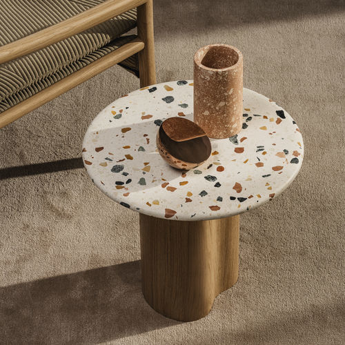 Moderner Beistelltisch - Ghia - Arper - Eiche / Holzfurnier / Terrazzo