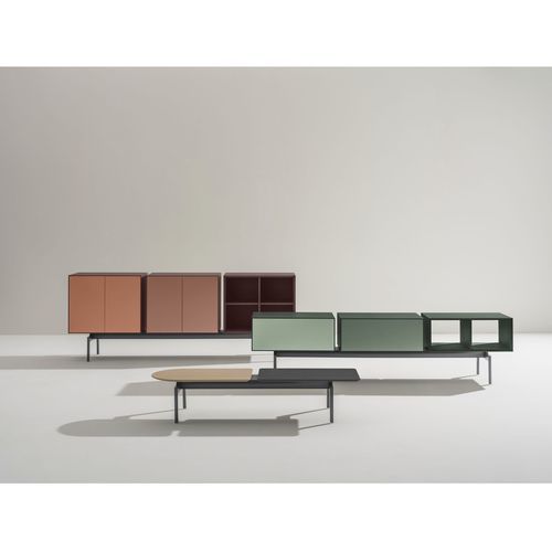 Modernes Sideboard - SEMITON - Arper - lackiertes MDF / aus lackiertem Aluminium / mit Regal