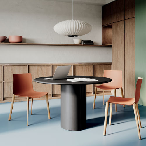 Moderner Stuhl - Arper - für den Innenraum / Recyclingkunststoff / Gestell aus Holz