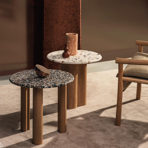 Moderner Couchtisch - 7013 - Arper - MDF / Eiche / Terrazzo