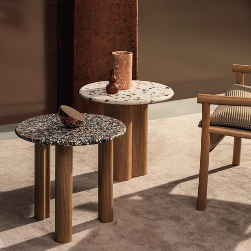 Moderner Couchtisch - 7012 - Arper - MDF / Eiche / Terrazzo