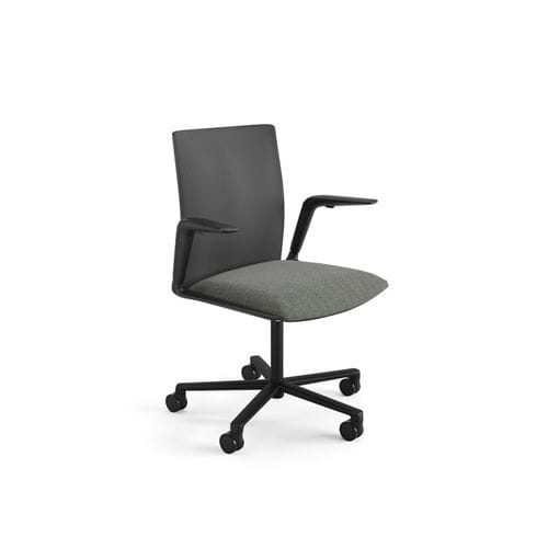 Aluminium-Arbeitsstuhl - KINESIT  - Arper - Leder / Nylon / Polyesternetz