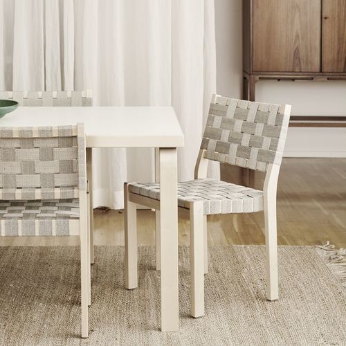 Moderner Stuhl - 611 - Artek - für den Innenraum / Leinen / Gestell aus Birke