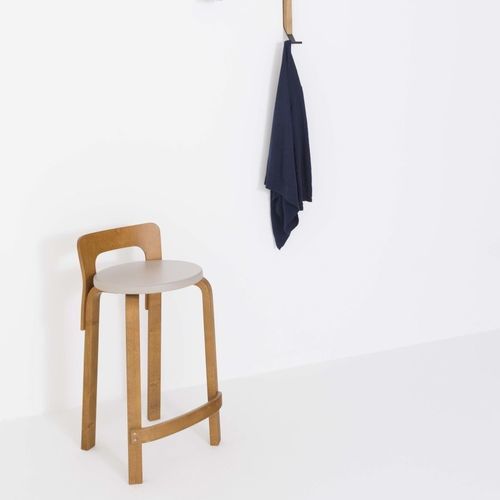 Moderner Barstuhl - K65 - Artek - für den Innenraum / Leder / Laminat