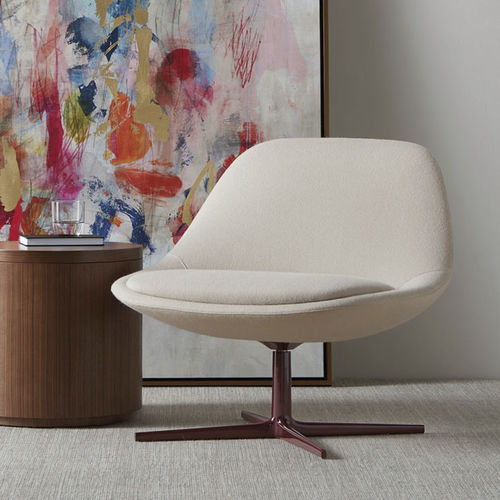 Moderner Kaminsessel - CHIARA - BERNHARD design - Stoff / Leder / amerikanischer Nussbaum