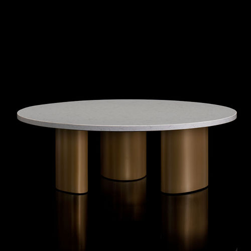 Moderner Couchtisch - MARLOWE - BERNHARD design - Holzfurnier / Quarz / Gestell aus rostfreiem Edelstahl
