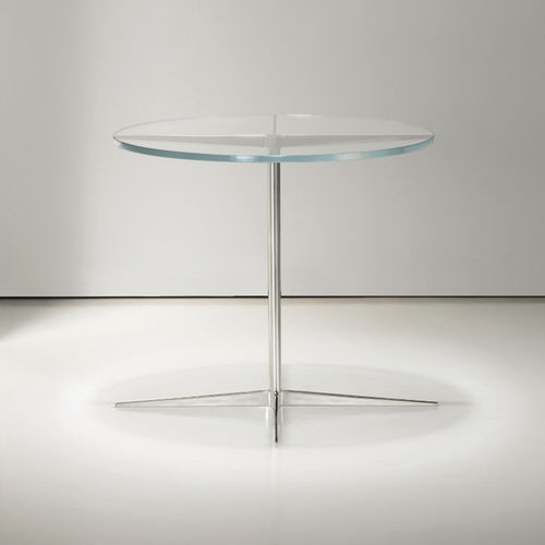 Moderner Beistelltisch - FACET - BERNHARD design - Edelstahl / Hartglas / Gestell aus poliertem Edelstahl