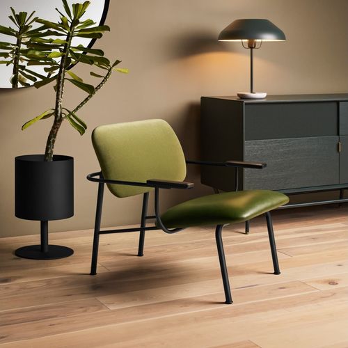 Moderner Sessel - METHOD  - BLU DOT - Stoff / Leder / pulverbeschichteter Stahl