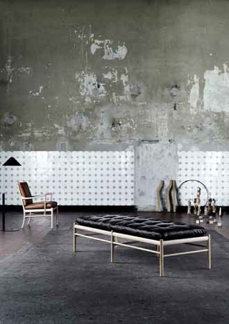 Moderne Polsterbank - OW150 - Carl Hansen & Son - Leder / grau