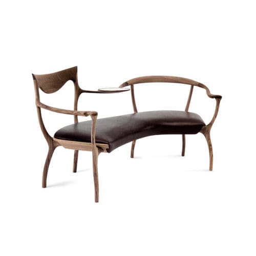 Bank / organisches Design - D.R.D.P. - CECCOTTI COLLEZIONI - amerikanischer Nussbaum / Stoff / mit Rückenlehne