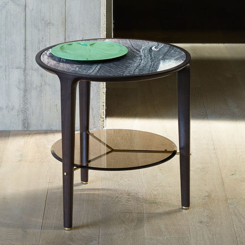 Moderner Beistelltisch - SWEET DREAMS - CECCOTTI COLLEZIONI - Hartglas / Marmor / Gestell aus amerikanischem Nussbaum
