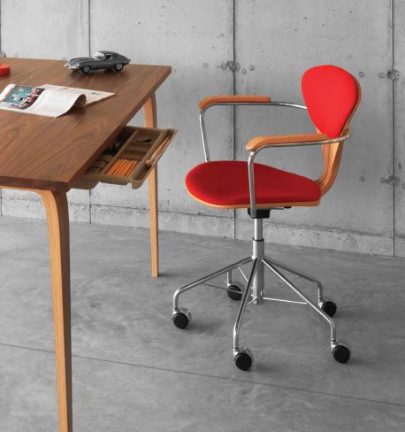 Moderner Bürostuhl - SWAC  - Cherner - Buche / geformtes Sperrholz / Nussbaum