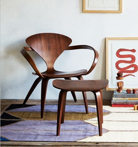 Moderner Sessel - LAC series - Cherner - Nussbaum / Bugholz / geformtes Sperrholz