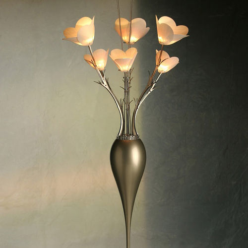 Moderner Kronleuchter - ORCHIS - David D'Imperio - Edelstahl / Polycarbonat / 6 Glühbirnen