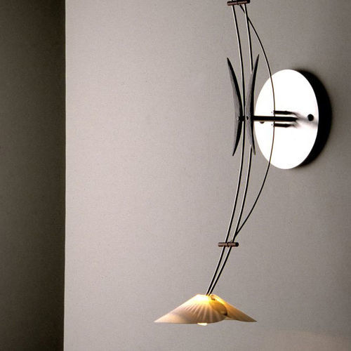 Moderne Wandleuchte - SWALLOW - David D'Imperio - für den Innenraum / Edelstahl / Holz
