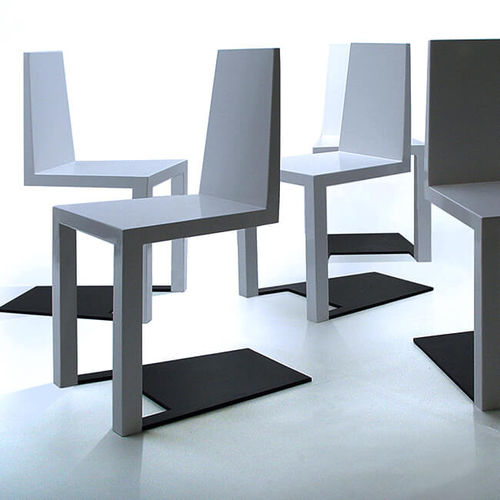 Stuhl / originelles Design - SHADOW  - Duffy London - für den Innenraum / Nussbaum / polierter Edelstahl